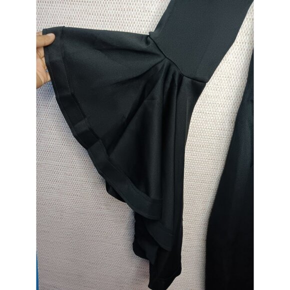 Black Dress with Flare Sleeves, fitted, Wedding Guests/Dinner/Date Size XL - Picture 3 of 9